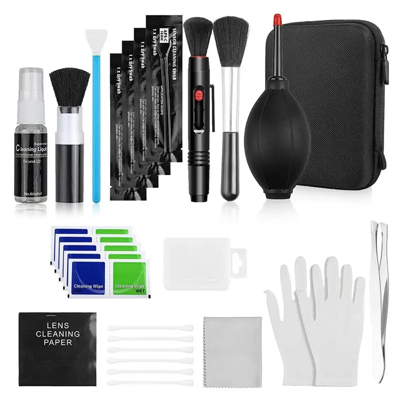 Kit de limpieza profesional para cámaras DSLR FEDI-11 en 1 con hisopos de limpieza APS-C, paños de microfibra y bolígrafo de limpieza para lentes de cámara