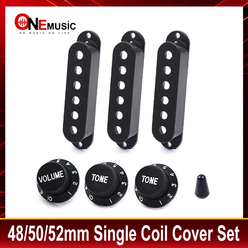 

10Sets 48/50/52mm Black Guitar Single Coil ABS Platic Pickup Cover 1 volume 2 Tone Knobs Switch tip Multi Color