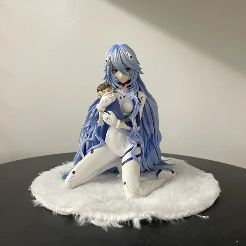 

New Movie Version Ayanami Rei Kneeling Pvc 15cm Model Statue Anime Figure Eva Long Hair Desktop Ornament Decorate Birthday Gift