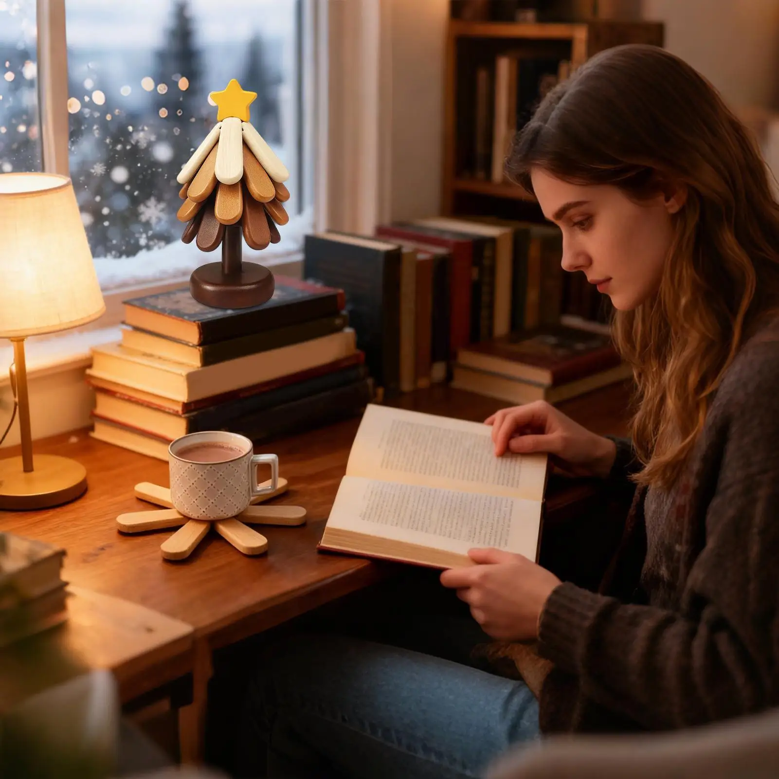 

Деревянные подставки для деревьев, 4 шт., складные нескользящие подставки для столовых приборов, держатели для горячих кастрюль с подставкой для кухни, пикника, столовой, праздника