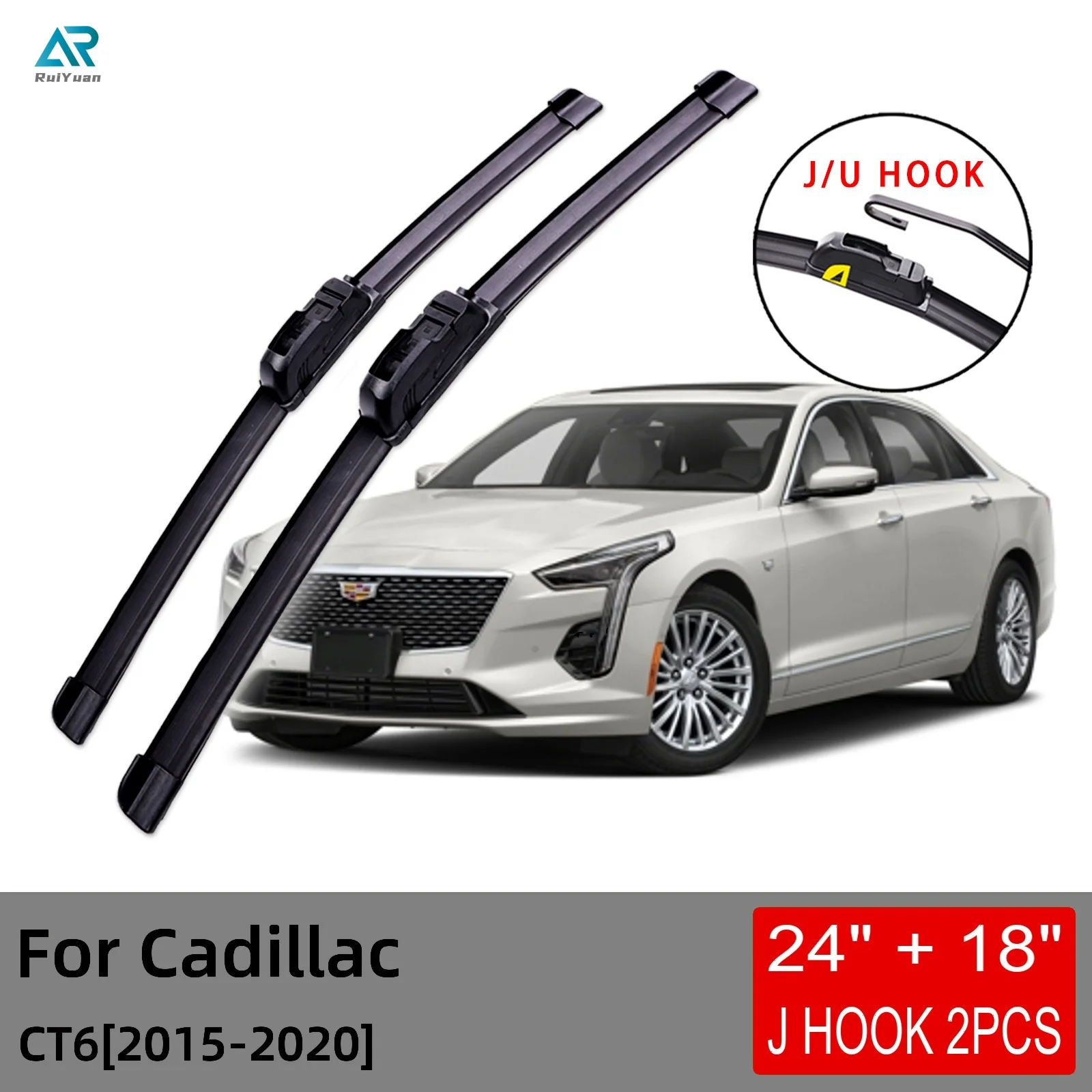 

For Cadillac CT6 2015 2016 2017 2018 2019 2020 Front Wiper Blades Brushes Cutter Accessories U J Hook