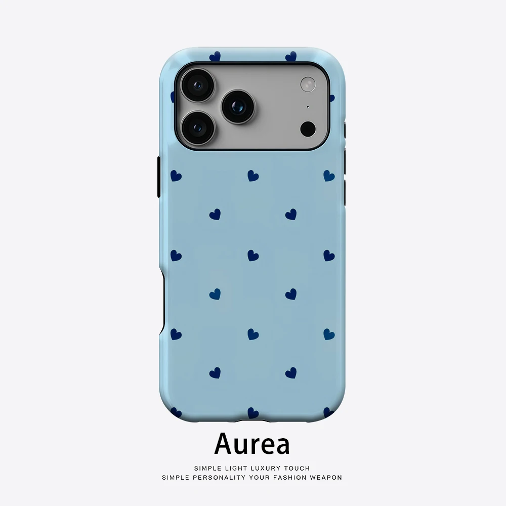 Himmelblaue Herz-Streuer-Handyhülle für magnetische Handyhülle für iPhone 17 16 15 14 13 Pro Max Plus, einzelne doppelschichtige robuste Hülle