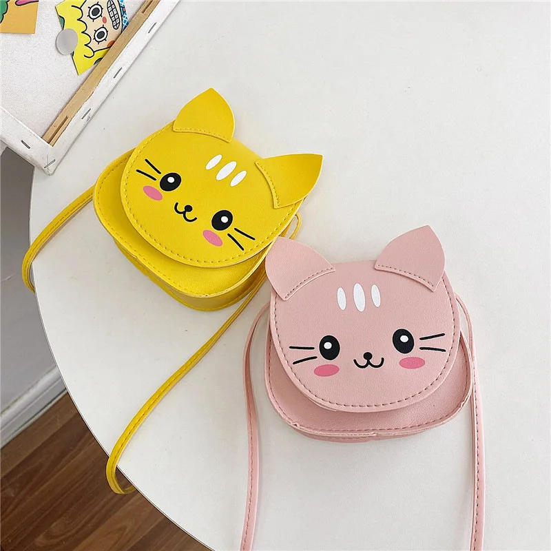 Kawaii Cat Shoulder Bag PU Leather Children's Coin Purse Fashion Girls Crossbody Bag Accessories Messenger Bag Gifts Wallet