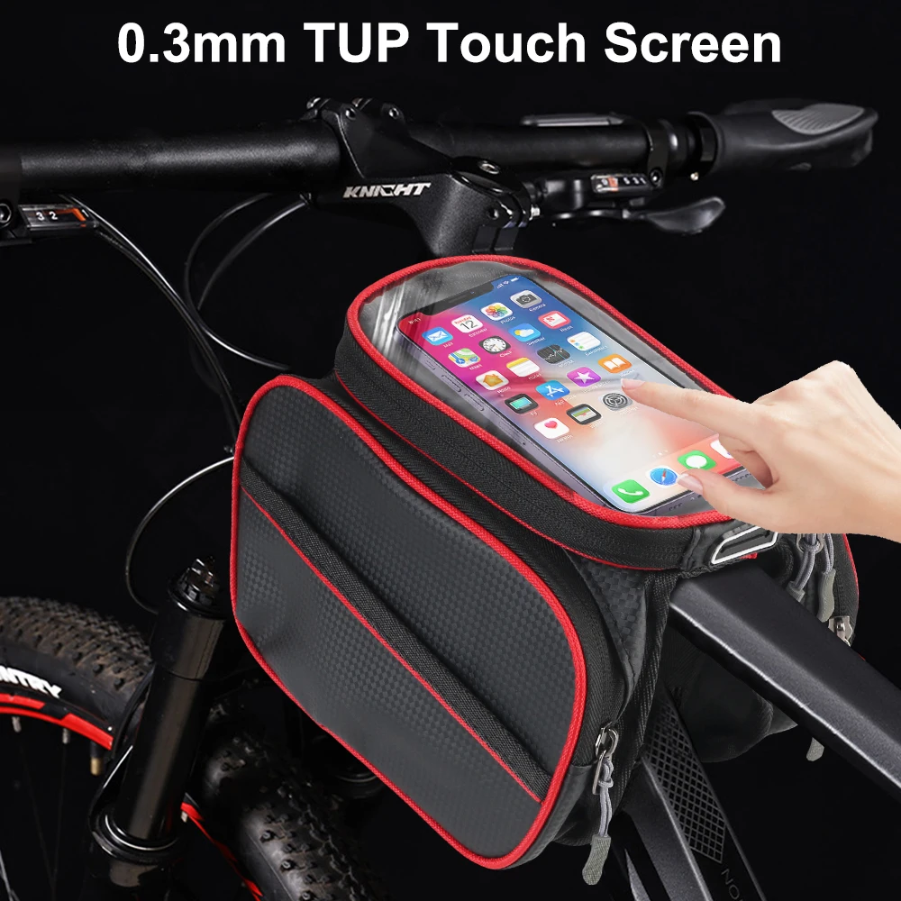 Mountain Bike Toolkit Portable Saddle Bag Storage Bag Mobile Phone Tools Holder Touch Screen Riding Bicycle Front Beam Bag