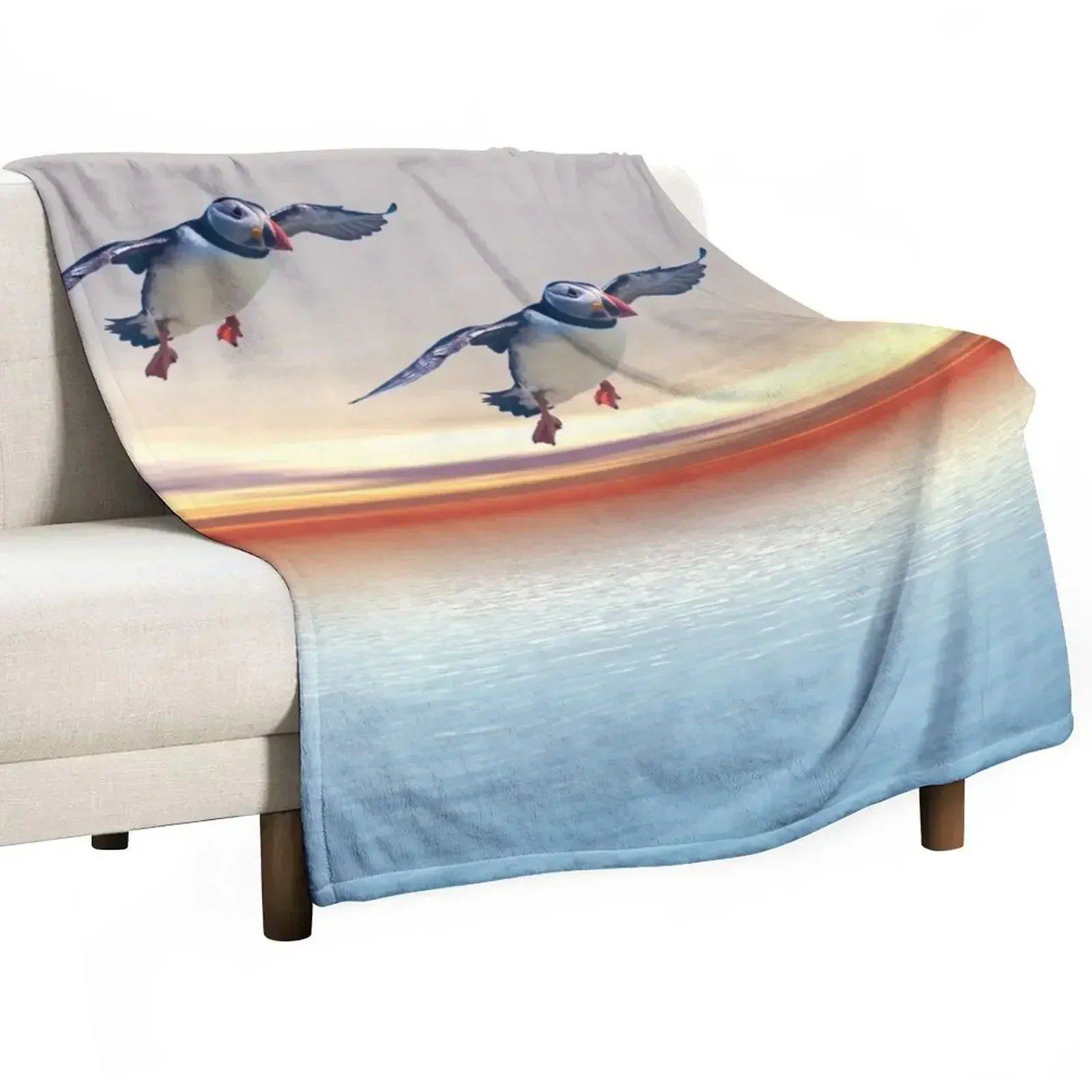 Puffins of the Atlantic Throw Blanket Baby for sofa Sofas Blankets