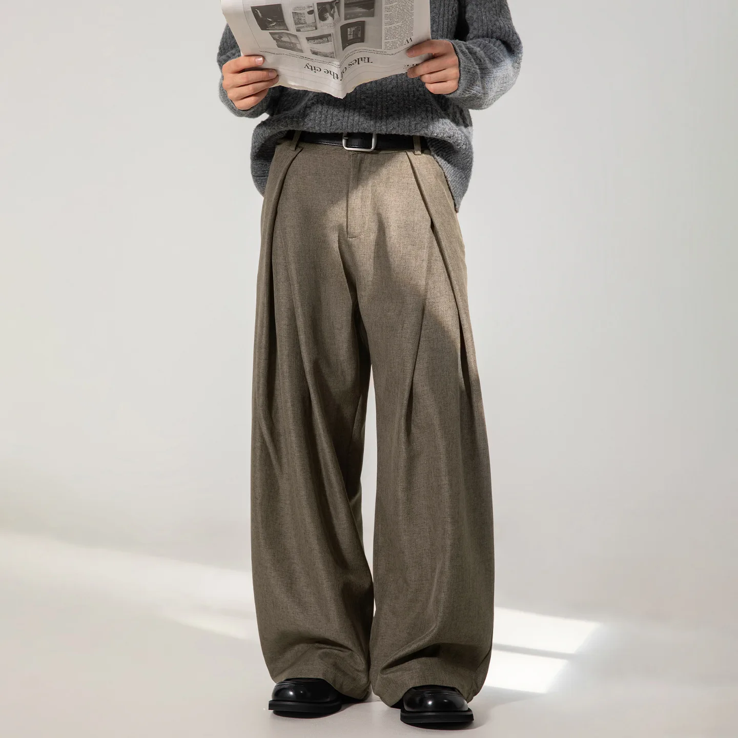 

2025 Fall New Pleated Trousers Mens High Quality Business Casual Dress Pants Drape Loose Straight Vintage Office Mens Pants