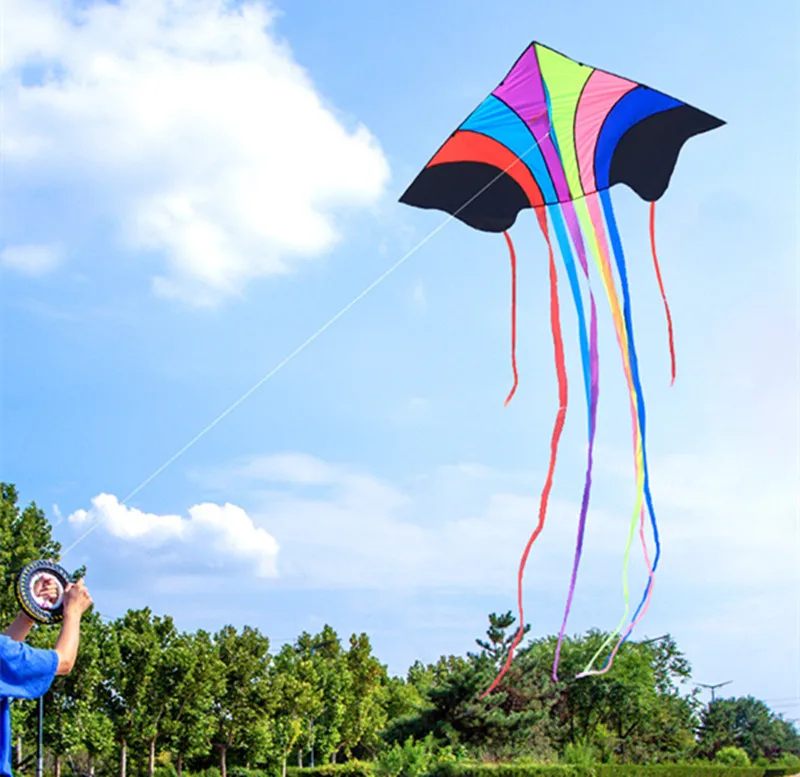 free shipping large rainbow kites flying breeze outdoor toys for adults parachute inflatable games cerf volant enfants kevlar