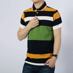 2025 New Summer Business Mens Short Sleeve Polo Shirts Cotton T Shirt Fashion Striped Men's Slim Fit Tops and Tees MY165