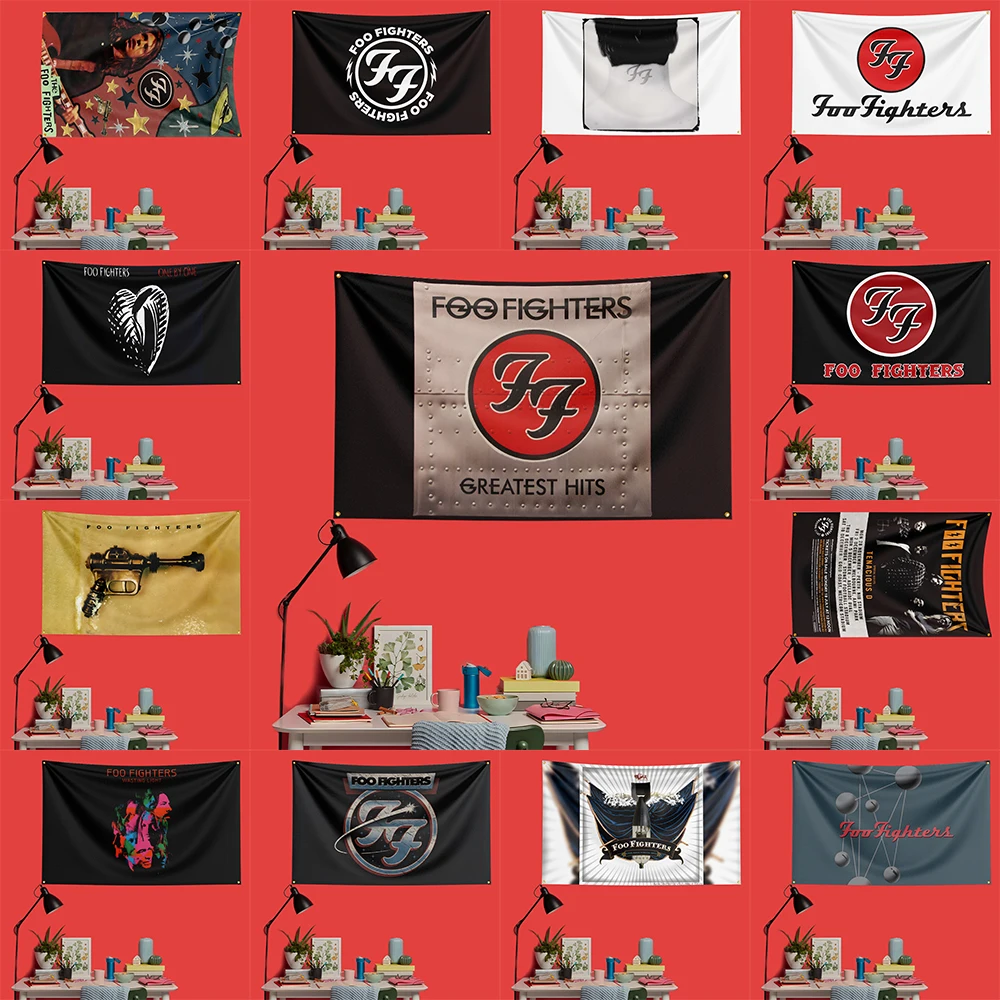 Foo Fighters Inspired Rock Music Flag 3x5 FT 90x150cm Polyester Decorative Banner Tapestry For Music Fans Bedroom Wall Decoratio