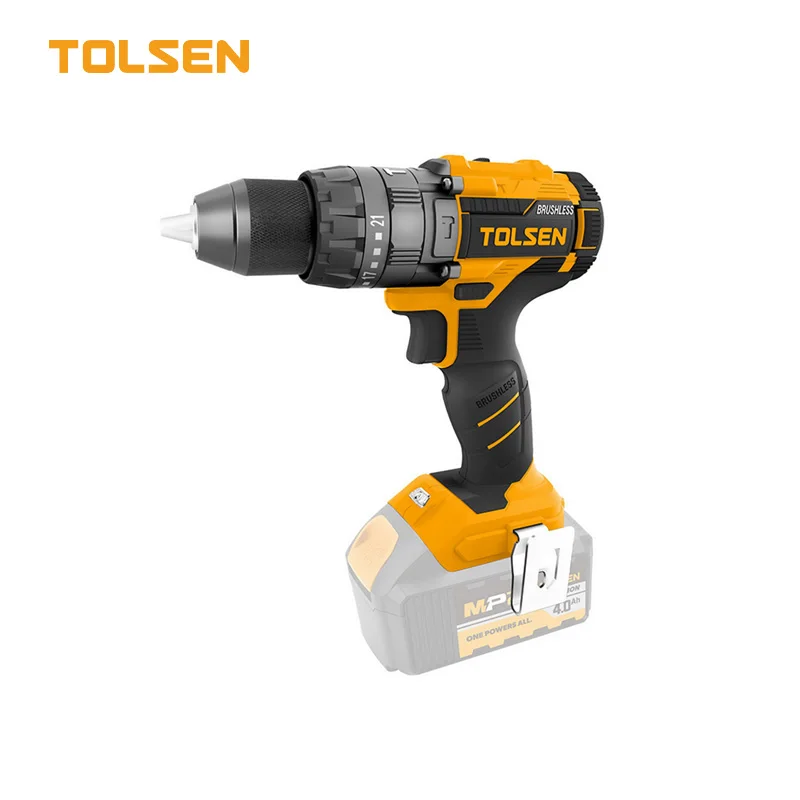 TOLSEN 87255 20v 13mm Industrial Li-Ion Cordless Impact Drill With Brushless Motor