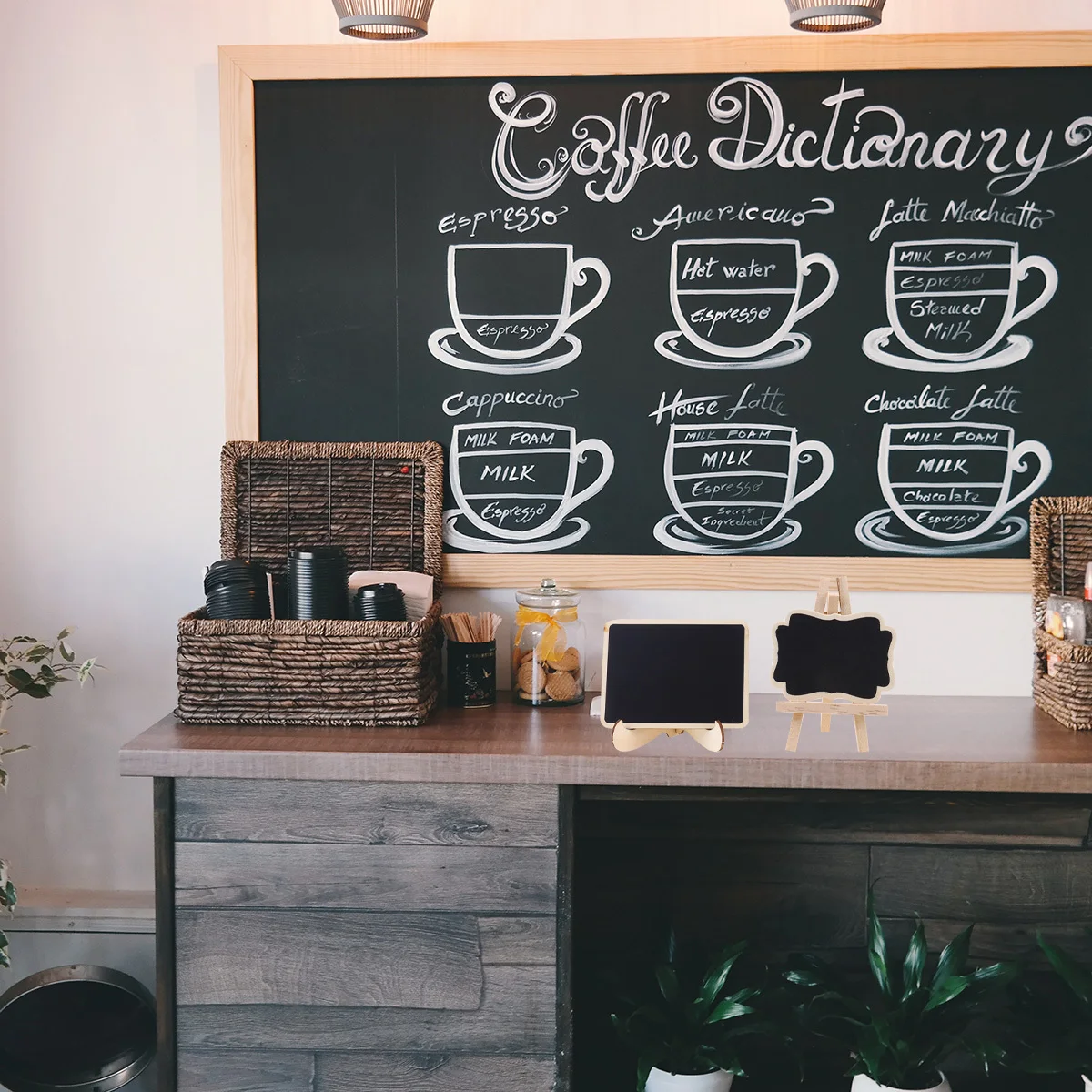 سبورة صغيرة خشبية صغيرة إبداعية سوداء رسالة سعر عرض صور الدعائم كليب اللوحة مربع متعرجة الرف #3