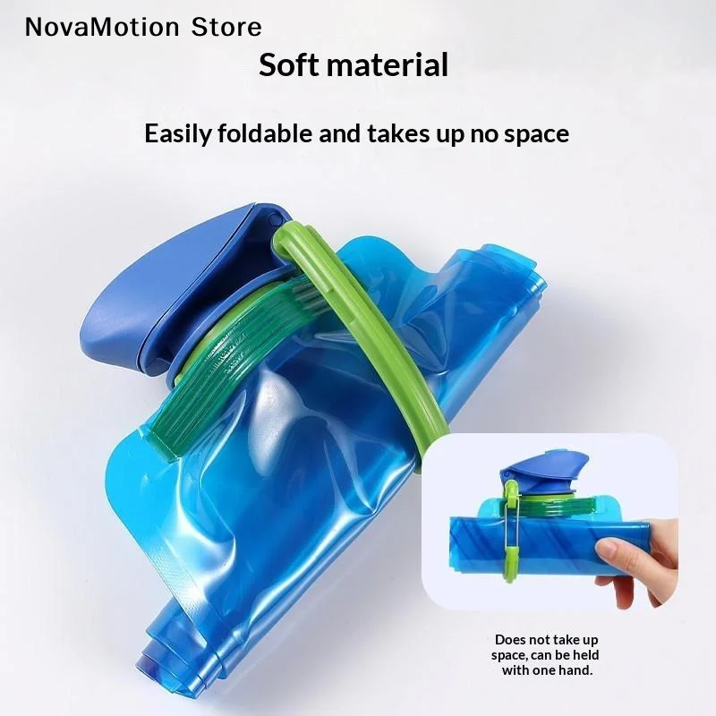 [NM]690ml Foldable Water Bottle Portable Soft Bag For Camping Hiking Travel Outdoor Sports With Handle Hanging Hook[NM]