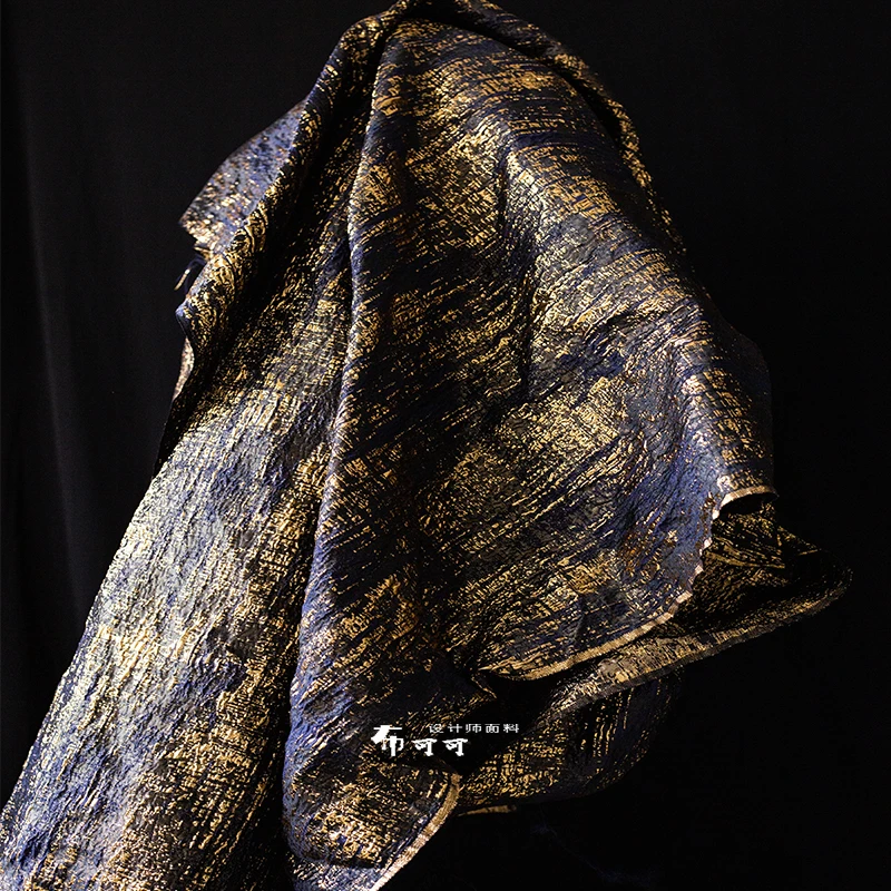 Tibetan Purple Gold Heavy Texture Three-dimensional Jacquard Fabric, Bright Shiny Stiff Shape Creative Clothing Designer Fabric
