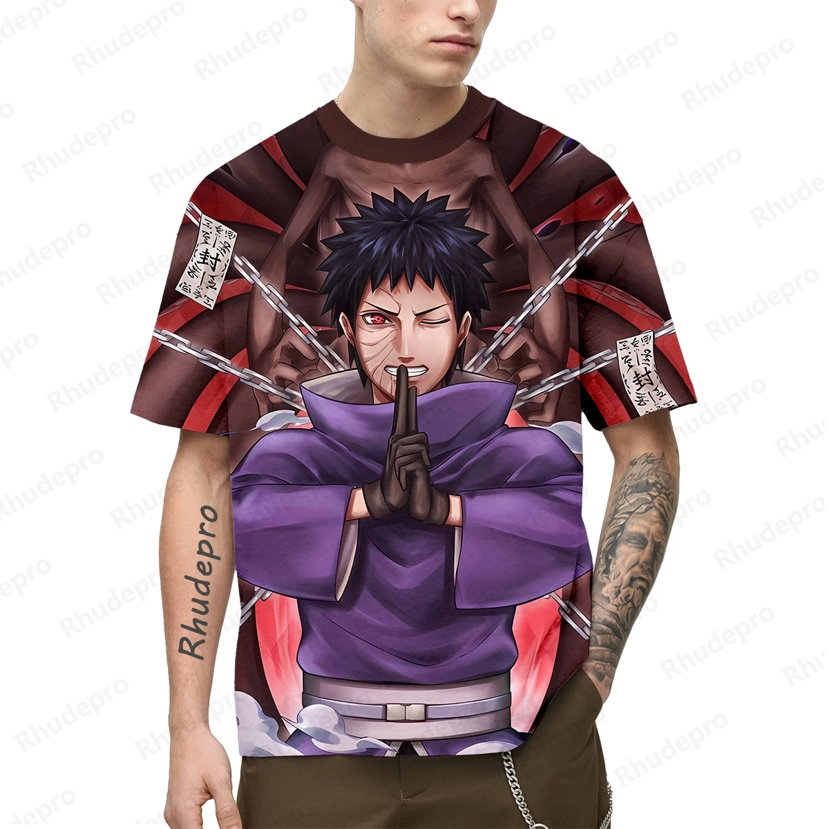 Naruto camiseta de manga curta masculina e feminina, top redondo casual estampado em 3D, venda quente, novo