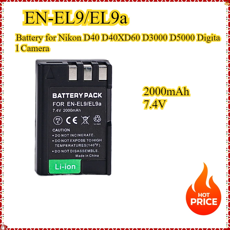 

2000mAh EN-EL9 EN-EL9A ENEL9 Batteries&LED Dual Type C Charger for Nikon D40 D40X D60 D3000 D5000 Digital Camera