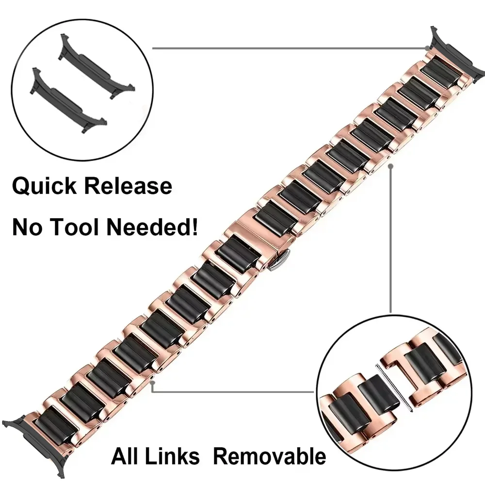 السيراميك + حزام معدني لساعة سامسونج جالاكسي 8-7 الترا 47 مللي متر موضة سوار الفولاذ المقاوم للصدأ معصمه ساعة جالاكسي 2025 7 الترا