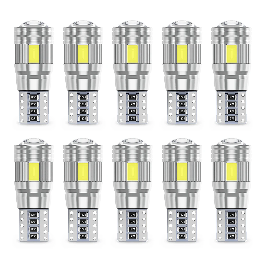 

10PCS Led W5W T10 Car Led Signal Lamp 501 194 Bulbs 5630 6SMD Clearance Lights Reading Lights Interior Lights 6000K 12V White