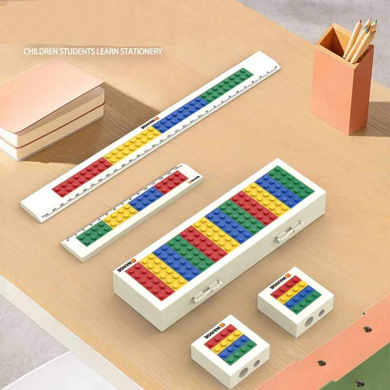 Divertente Building Blocks Style Learning Stationery temperamatite Pen box con blocchi giocattoli educativi strumento per studenti regalo per bambini