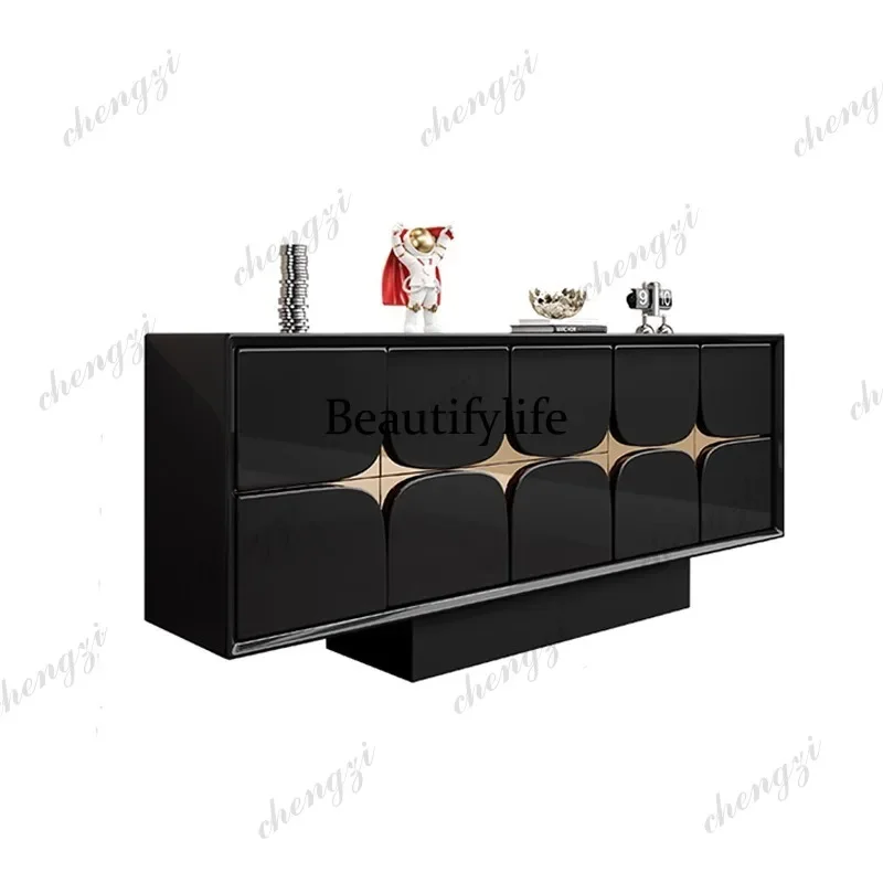 D1089 Italian light luxury door cabinet modern minimalist solid wood decoration storage dining side cabinet bedroom bedside cabi - view 5