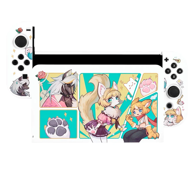 Animal Cartoon Hard Case Protector Skin Shell For Nintendo Switch/NS Oled Joy-Con Controller TPU Soft Hand Grip Full Cover