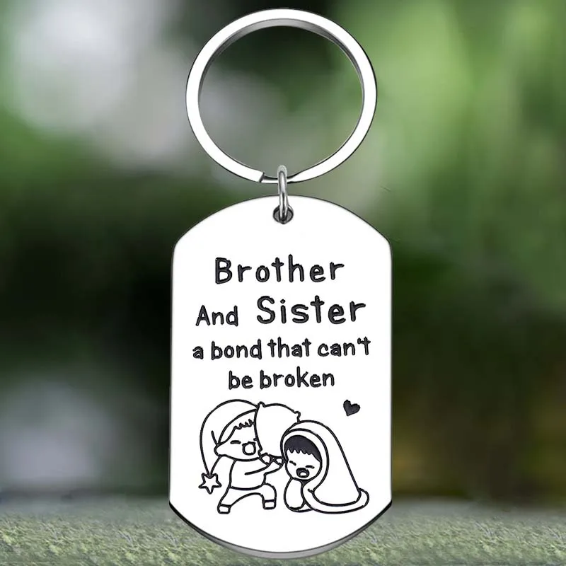 Cute Cute Brother and Sister Gifts Keychain Graduation Gifts Key Chain Pendant Jewelry Sister Brother Birthday chrismas Gifts