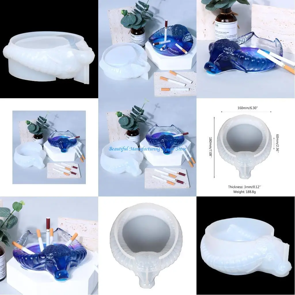 

E56A DIY Resin Mold Jewelry Silicone Molds Including Ashtray Box Mold Household Items Storage Ornaments Mold