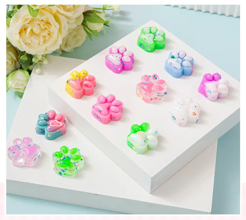 10pcs Mini Cute Cat Claw Plush Pinch Fun Colorful Halloween Christmas Party Pack Fillers for Pressure Reduction Cartoon Style