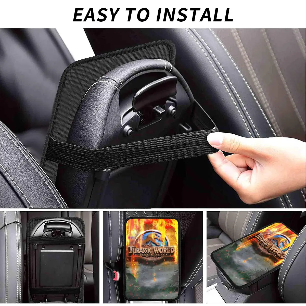 وسادة غطاء مسند الذراع العالمية من Jurassic World لوحدة التحكم المركزية للسيارة، ملحقات ديكور السيارة مناسبة لمعظم السيارات #6