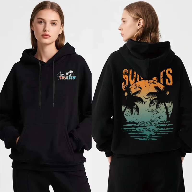 

Forever Chasing Sunsets Hoodie Coconut Tree Chasing Sunsets Trend Hoody Ocean Beach Series Vintage Women Men Hoodies