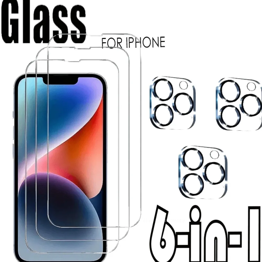 

Для iPhone17 Pro Max/Pro/Air/16/16e/plus/15/14/13 устойчивая к царапинам 3 упаковки защитная пленка из закаленного стекла + 3 шт. пленка для объектива камеры