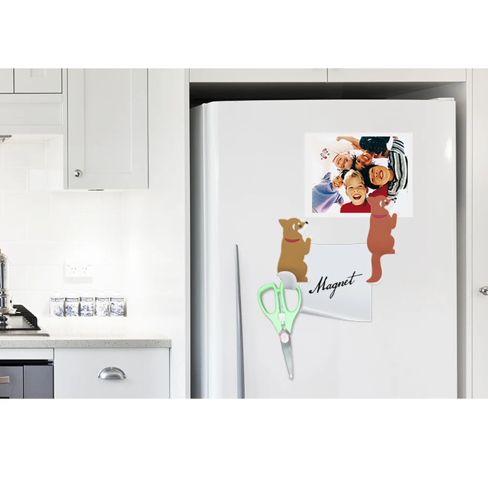 1/2/4PCS Cute Dog Magnetic Refrigerator Magnet Creative Bendable Tail Decorative Sticker Fun Kitchen Home Decor
