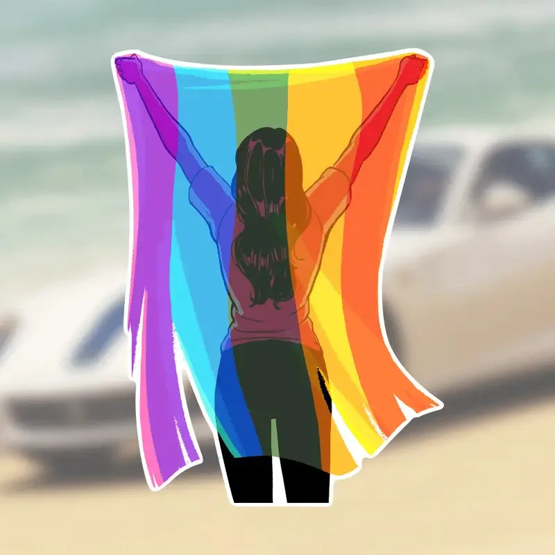 

1pc 2D Flat Rainbow Flag Vinyl Sticker, Waterproof Sun-proof Scratch-resistant, Self-adhesive Decal for Motorcycle Helmet