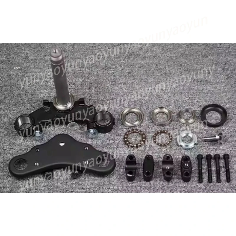 Steering Stem Bearing Kit with Shock Absorber, Motorcycle Triple Tree Fork Assembly Upper Lower Bearing for Scooter