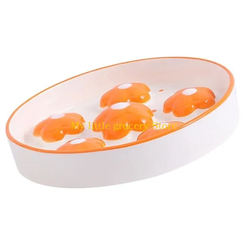 D5BD bol pour chats à alimentation lente, Art floral dessiné à main favorise une alimentation sûre, vitesse d'alimentation à