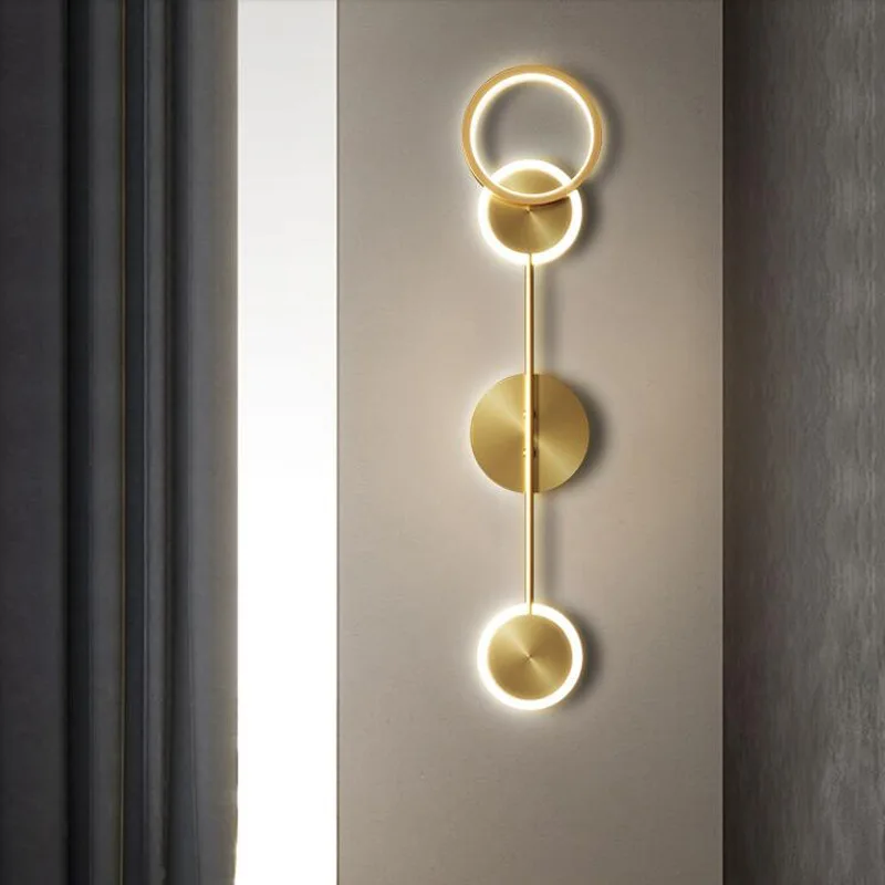 Modern LED Wall Sconce Luminária, Iluminação Interior, Abajur Lamp, Home Decor, Corredor, Quarto, Sala de estar, Arte acrílica, Redonda, Ouro