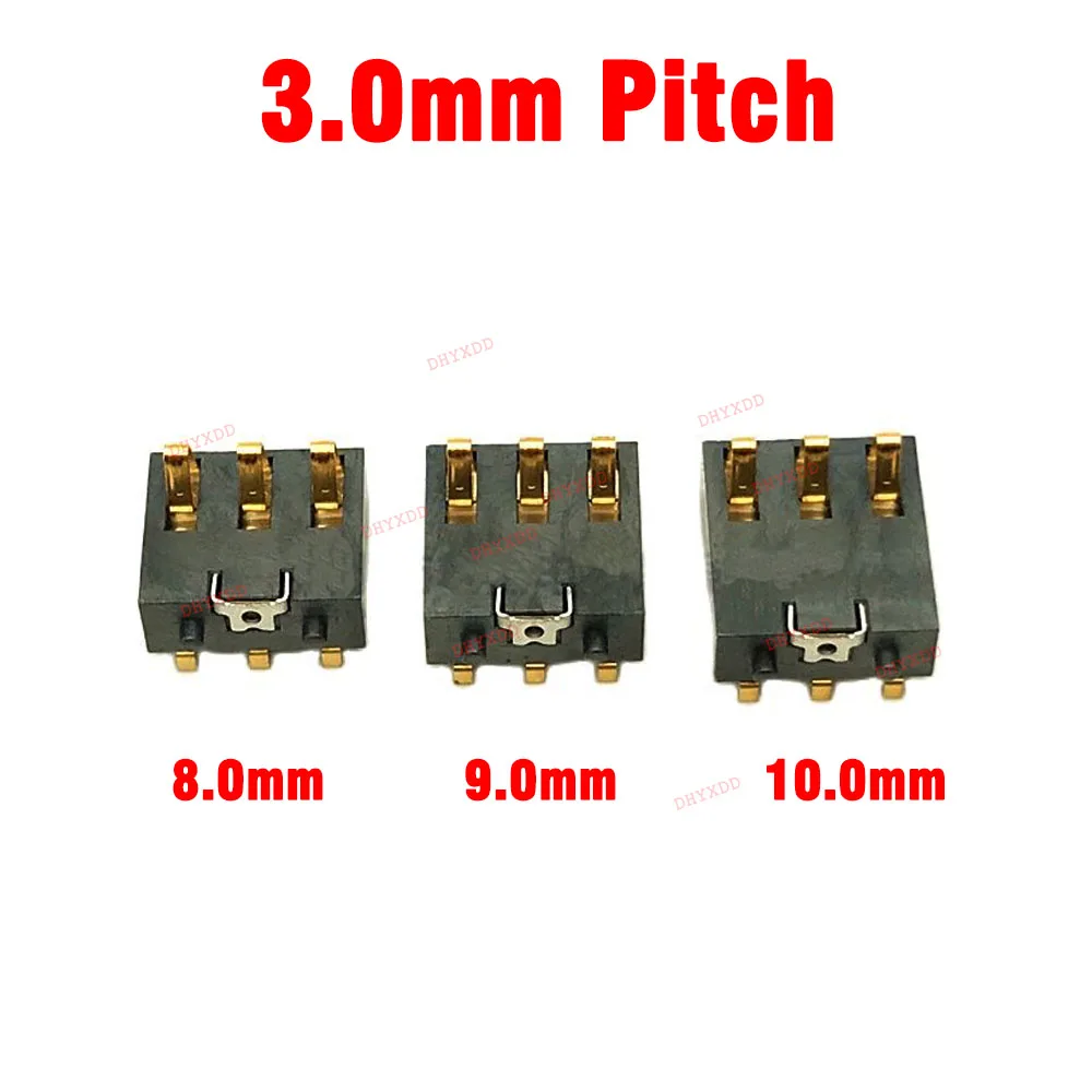 5PCS 3P Spring Compression Contact 3.0 MM Pitch 3 Pin Male Surface Mount PCB Modular Battery Connector Battery Straight