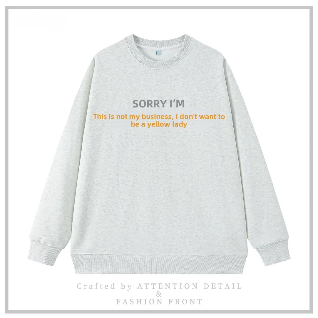 Men's round Neck Sweatshirt Pure Cotton Breathable Printed Commuting Comfortable Long Sleeve Casual Streetwear HongKong Style