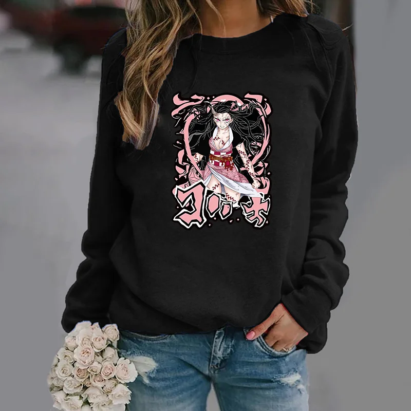 

Anime Kamado Nezuko Cool Pattern Printed Sweatshirt Women's Outdoor Street Long Sleeve Crew Neck Pullover Kamado Nezuko Pullover