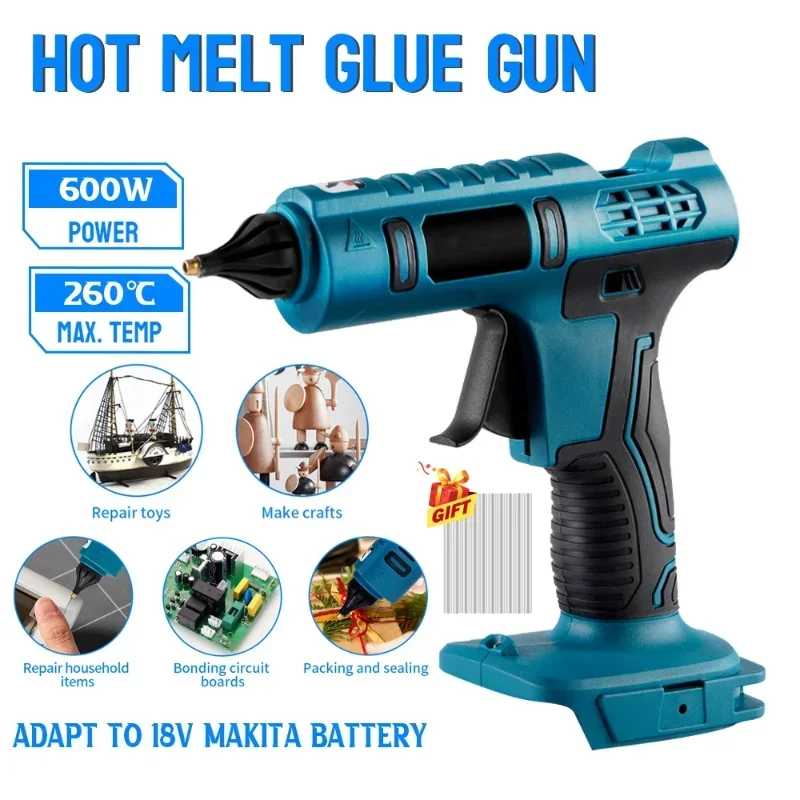 Cordless Hot Glue Gun fit For Makita 18V BL Series Battery Usage 11mm Glue Sticks for Arts & DIY Electric Heat Repair Tool