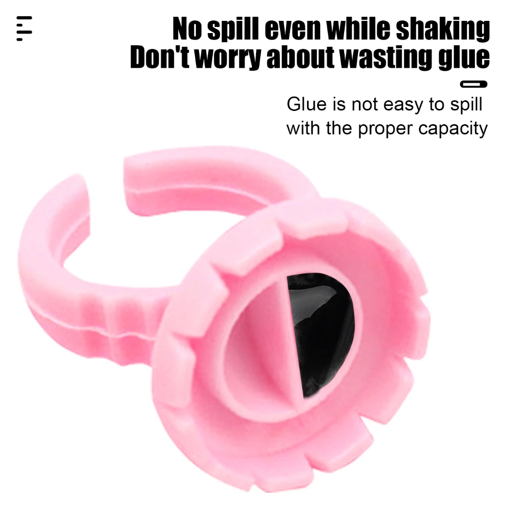 Yelix Lash Glue Holder Pink Rings for Adhesive Eyelash Extensions Plastic Glue Ring Cups for Eyelashes Lash Extension Supplies