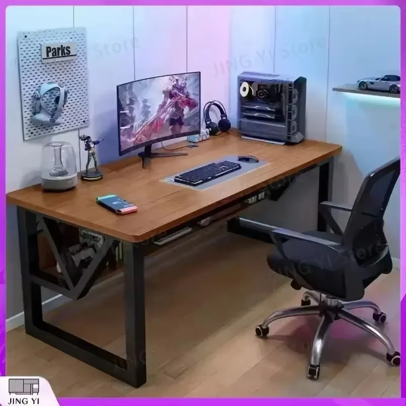 Nordic Double Desktop Computer Desk for Gaming Office Workstation Internet Cafe Study Table Adjustable Height Ergonomic PC