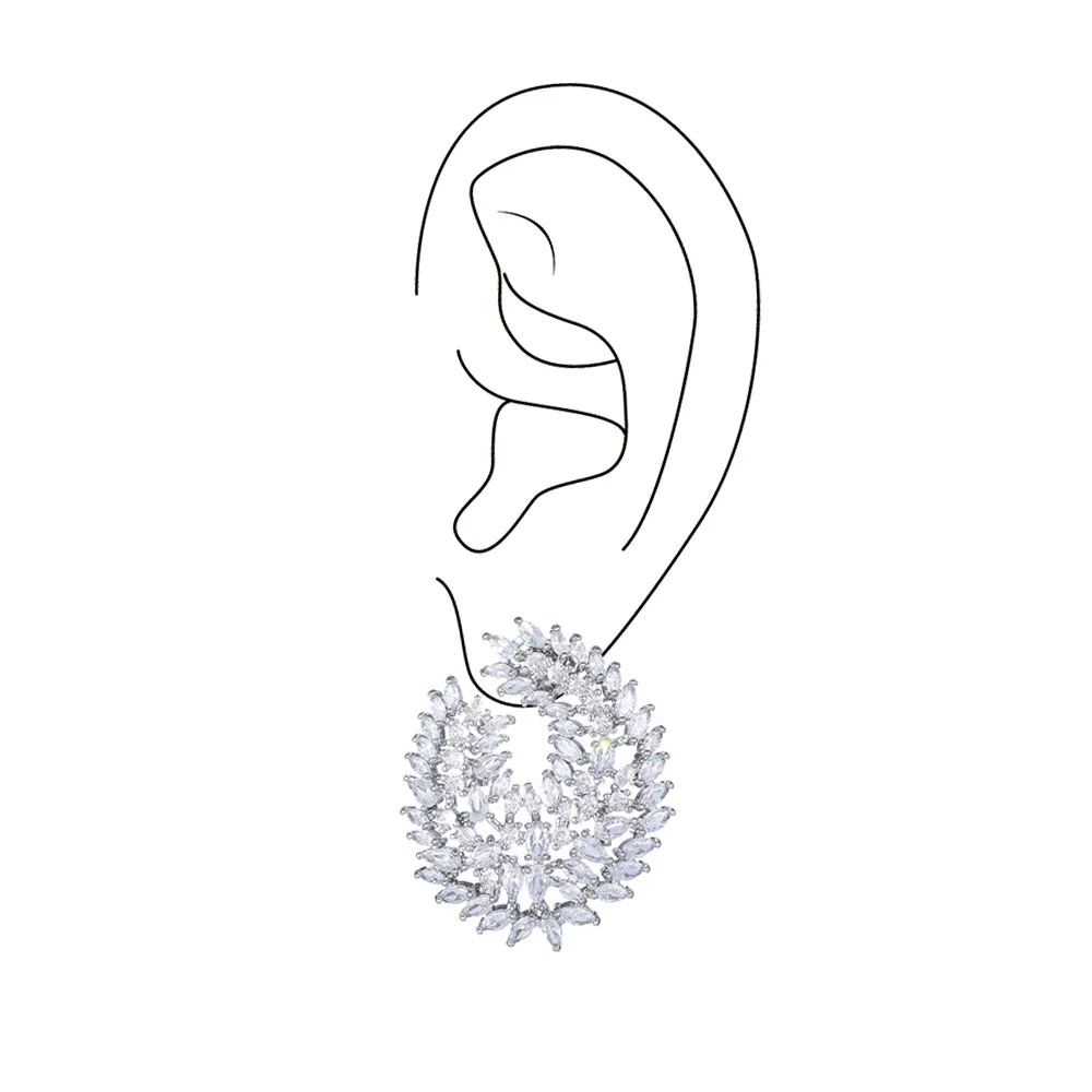 LXOEN Luxury Popular Waterdrop Full Mirco Paved Cubic Zircon Naija Wedding Earring Fashion Women Party Jewelry Envio Gratis