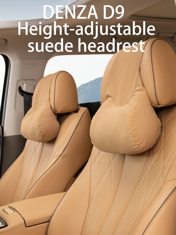 DENZA D9 suede headrest neck protector neck pillow car accessories are height adjustable