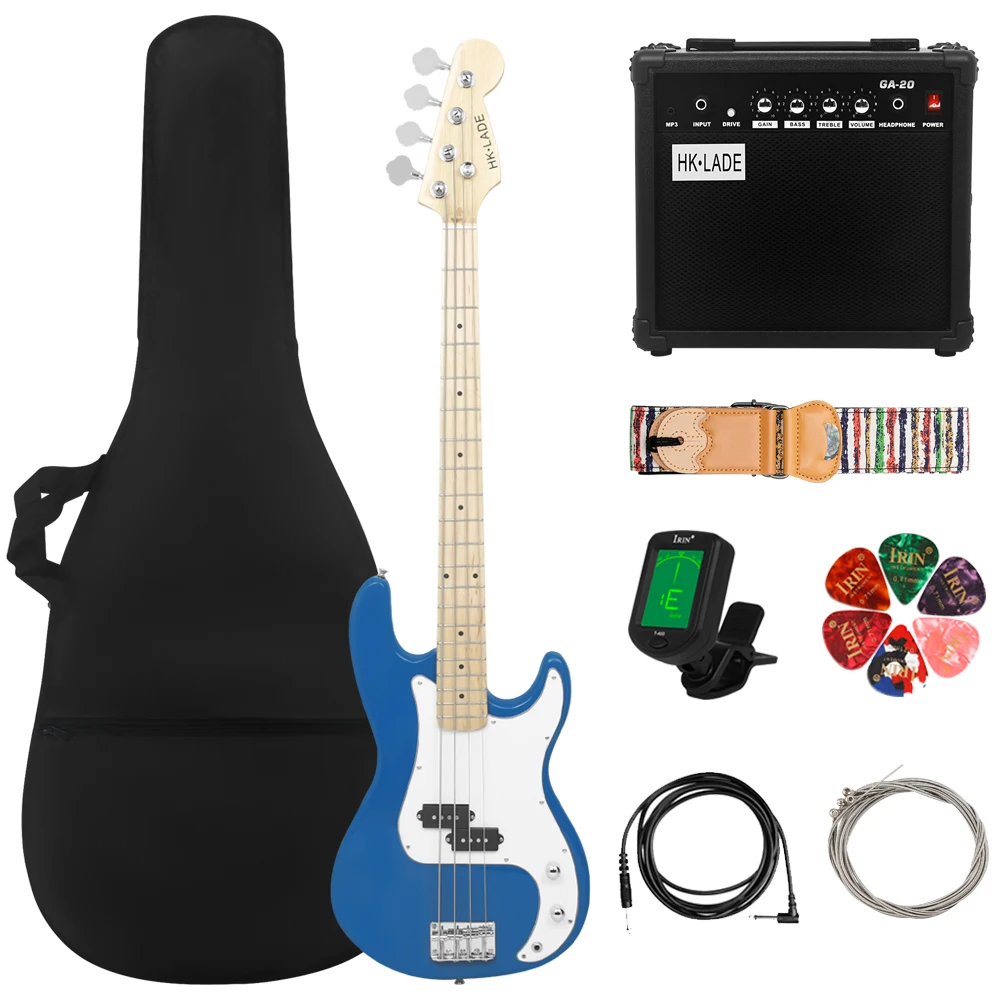 

HK·LADE Bass Guitar 4 Strings 20 Frets Maple Body Neck Electric Bass Guitar Guitarra With Amp Bag Strap Tuner Guitar Accessories