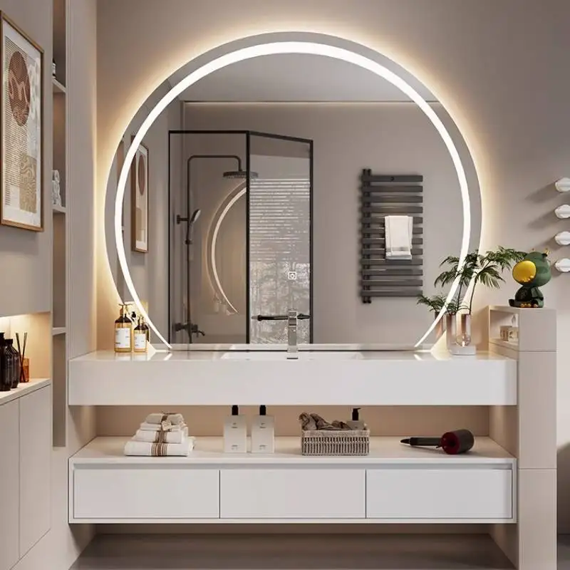 

Round Mirror Bathroom Cabinet Hang Wall Pullout White Floating Bathroom Cabinet Vanity Drawers Mobile Da Bagno Furniture