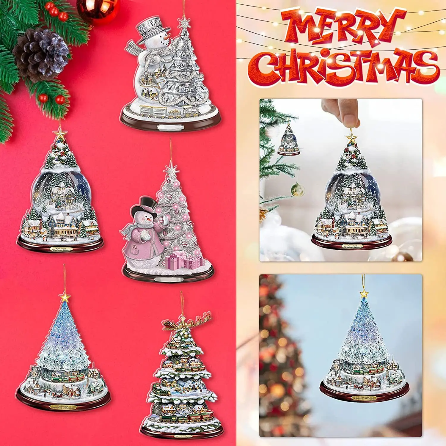 Merry Christmas Acrylic Car Ornament Holiday Xmas Decorations Christmas Tree Decoration Car Decoration Navidad Ornament Gift