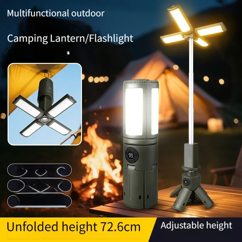 

Folding Camping Light Portable Telescopic Lanterns Built-in 8000mAh Outdoor Waterproof Power Bank Lamp With Triangle Stand Base