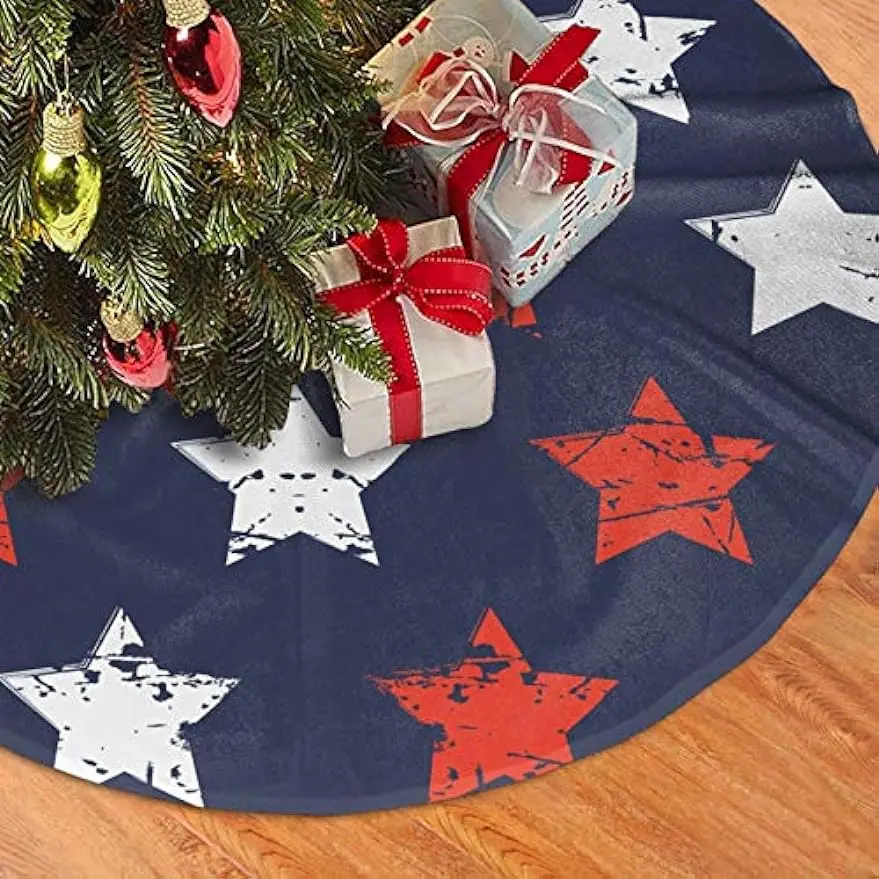 American Flag Day Fourth of July Independence Memorial Day Patriotic Freedom Stars Christmas Tree Skirt Tree Skirt for Christmas