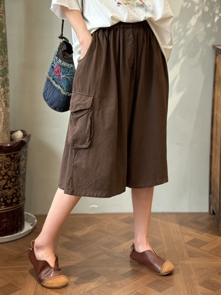 Amax LuluE Brand 2025 Summer Fashion Womens Loose Vintage Shorts Casual Wide Leg Pants Ladies Classic Vintage Leisure Trousers