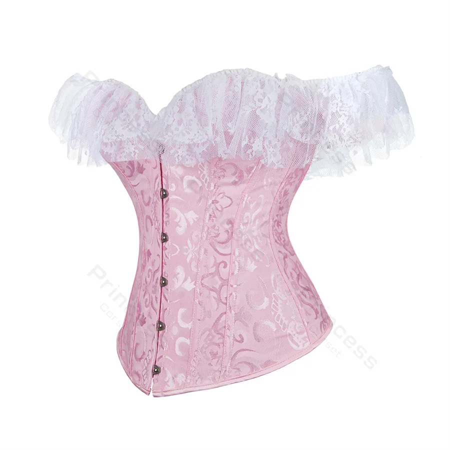 Victorian Corsets for women Short Sleeves Princess Corset Floral Showgirl Corset Lace Trim Corset Top Fairycore Plus Size